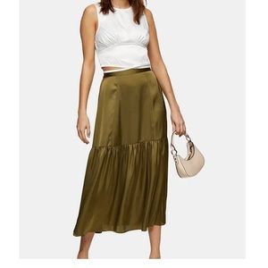 Women's Topshop Satin Tiered MIDI Skirt